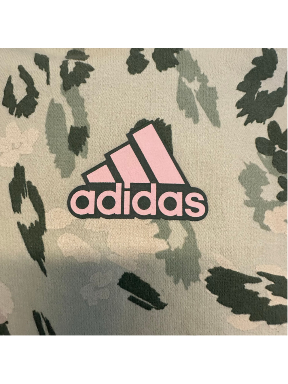 Adidas Floral Camo Hoodie Sweatshirt Juniors Size 14 Large Green Pink - Picture 5 of 6